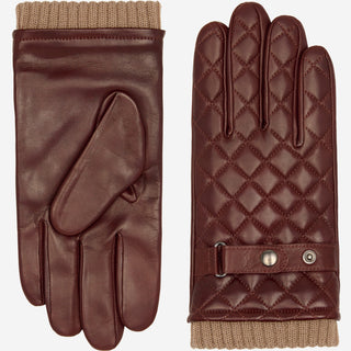 Luca (brown) - Italian lambskin leather gloves with cashmere lining and checkered pattern - Glamourous Grace