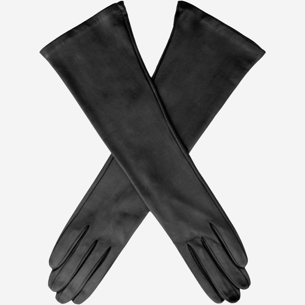 Lucia (black) - Italian unlined 16-button length leather opera gloves - Glamourous Grace