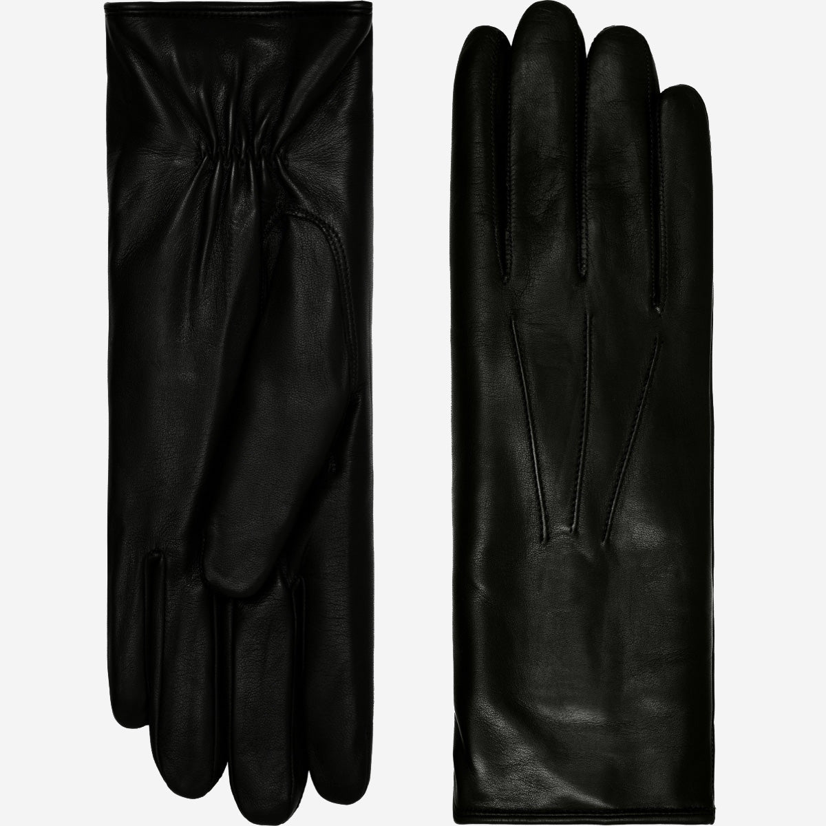 Luciana (black) - Extended women’s Italian lambskin leather gloves with rabbit fur lining - Glamourous Grace