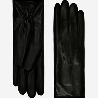 Luciana (black) - Extended women’s Italian lambskin leather gloves with rabbit fur lining - Glamourous Grace