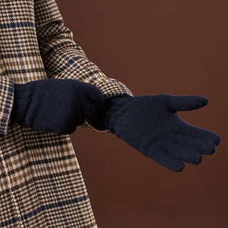 Luciano (dark blue) - Handmade Italian knitted wool gloves with luxurious cashmere lining - Glamourous Grace