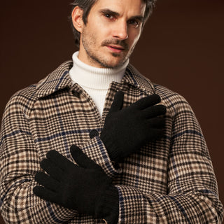 Luciano (black) - Handmade Italian knitted wool gloves with luxurious cashmere lining - Glamourous Grace