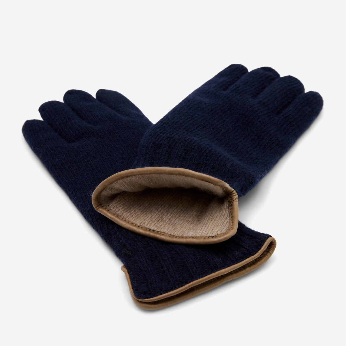 Luciano (dark blue) - Handmade Italian knitted wool gloves with luxurious cashmere lining - Glamourous Grace