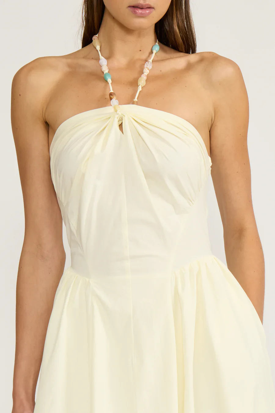 Hillary Yellow Beaded Halter Dress