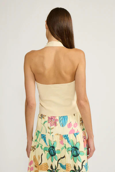 Maggie Yellow Bead Knit Halter Top