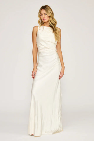 Halo Ivory Draped Dress - Glamourous Grace