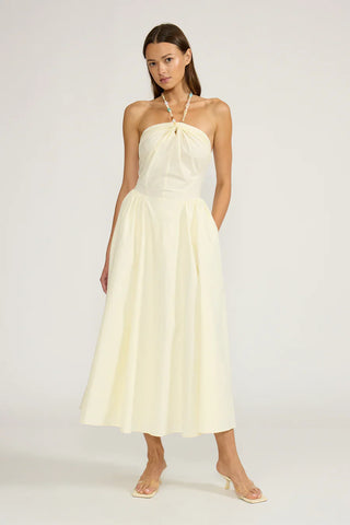 Hillary Yellow Beaded Halter Dress