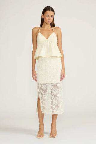 Molly Yellow Beaded Halter Top