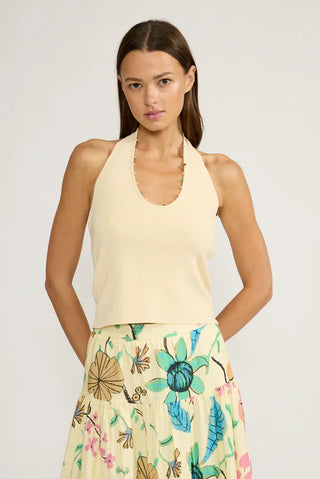 Maggie Yellow Bead Knit Halter Top