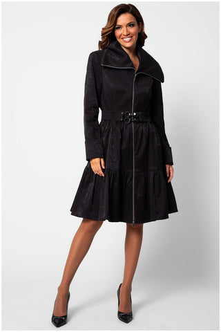 Black Cotton Short Tailored Coat, Iris
