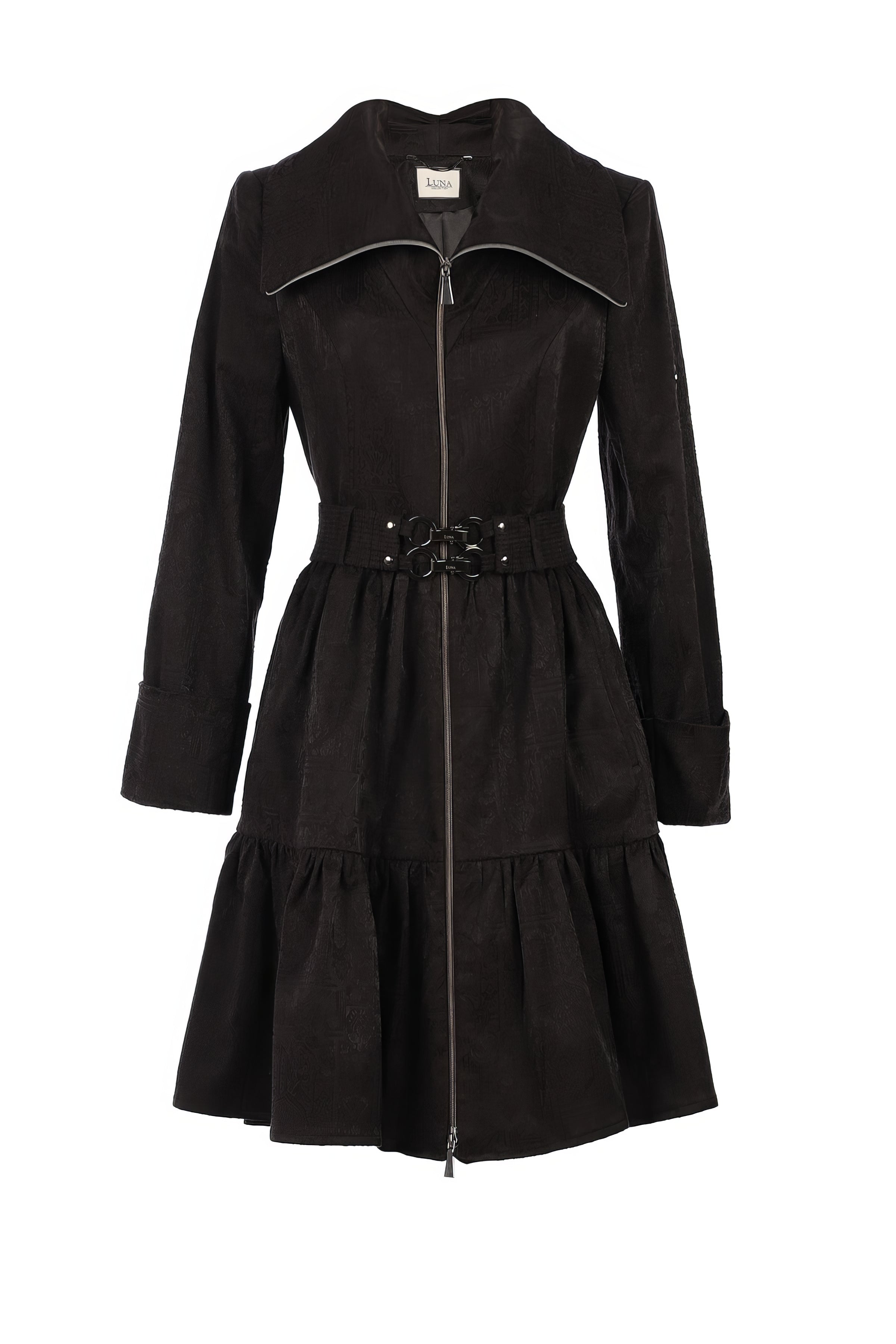 Black Cotton Short Tailored Coat, Iris