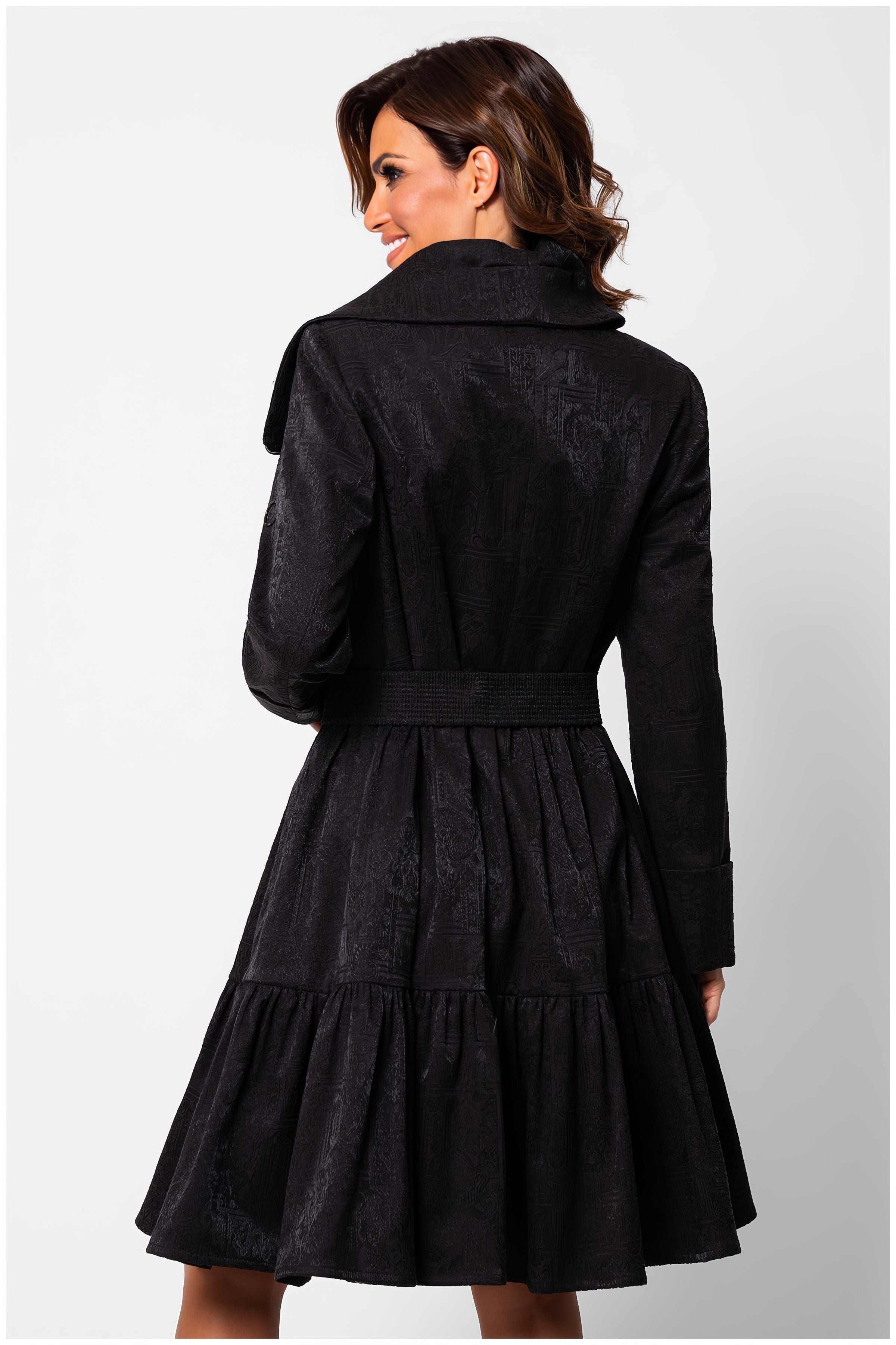 Black Cotton Short Tailored Coat, Iris