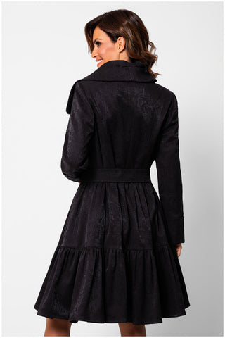 Black Cotton Short Tailored Coat, Iris