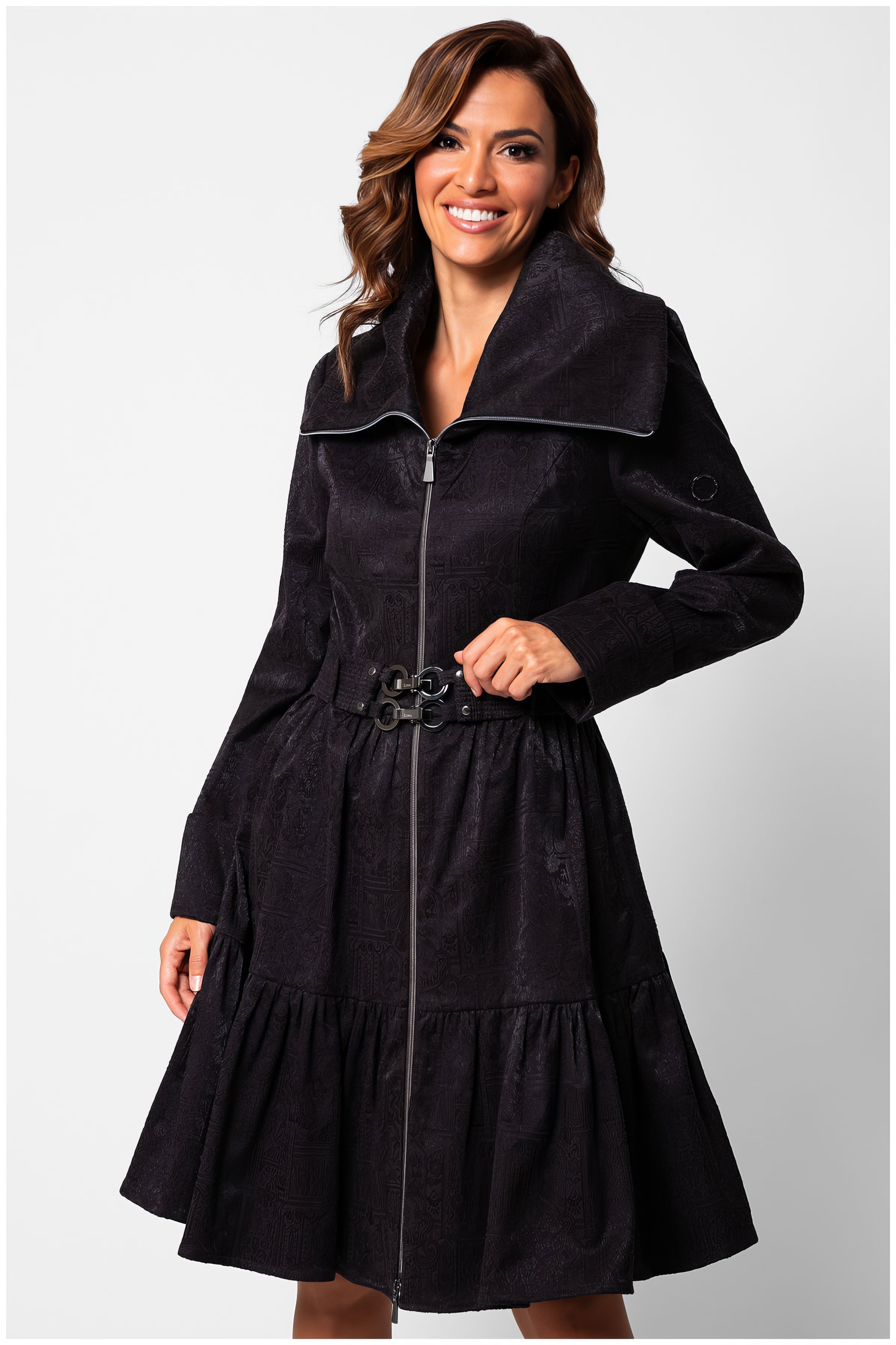 Black Cotton Short Tailored Coat, Iris