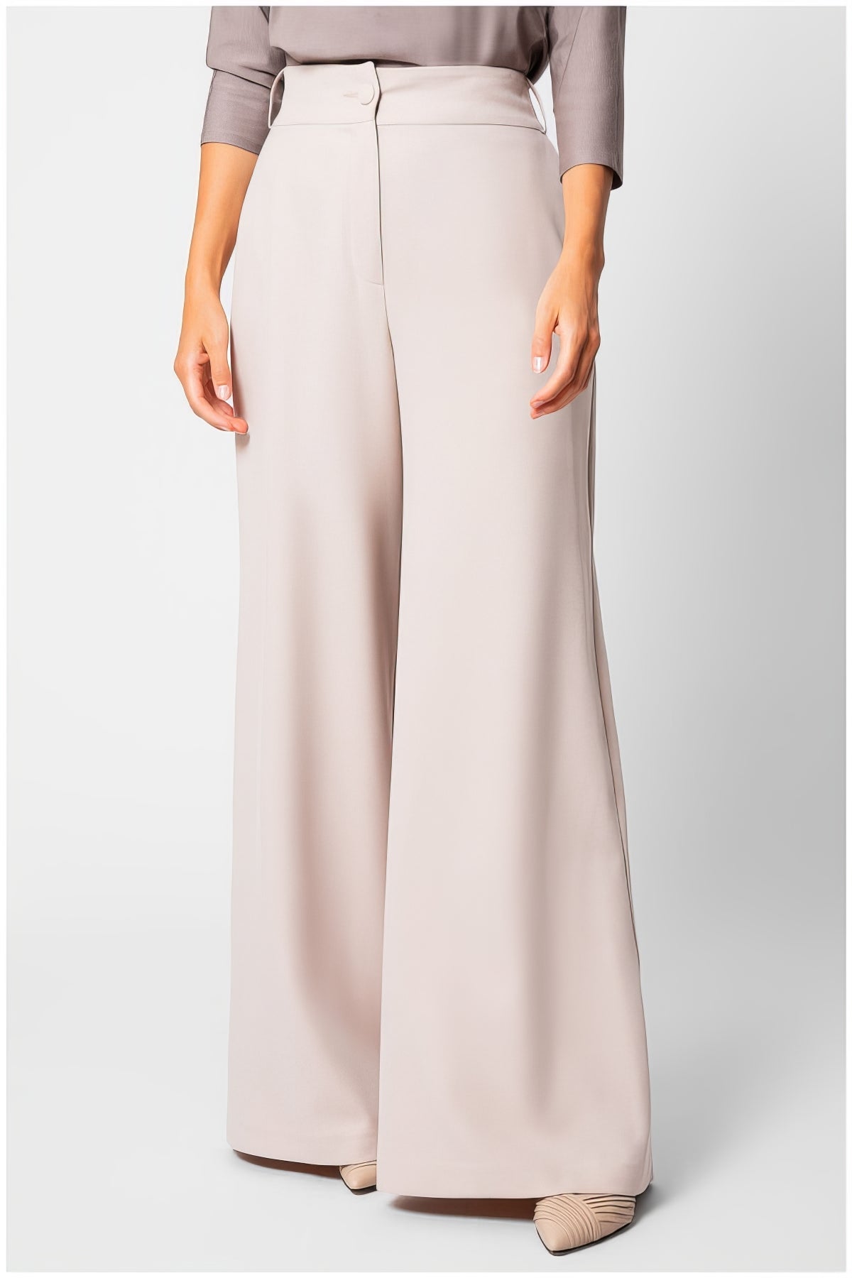 Beige Wide Leg Pants, Natasha