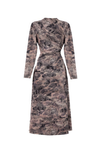 Brown Draped Midi Dress, Mila