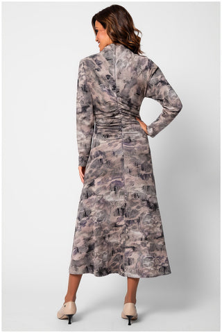 Brown Draped Midi Dress, Mila
