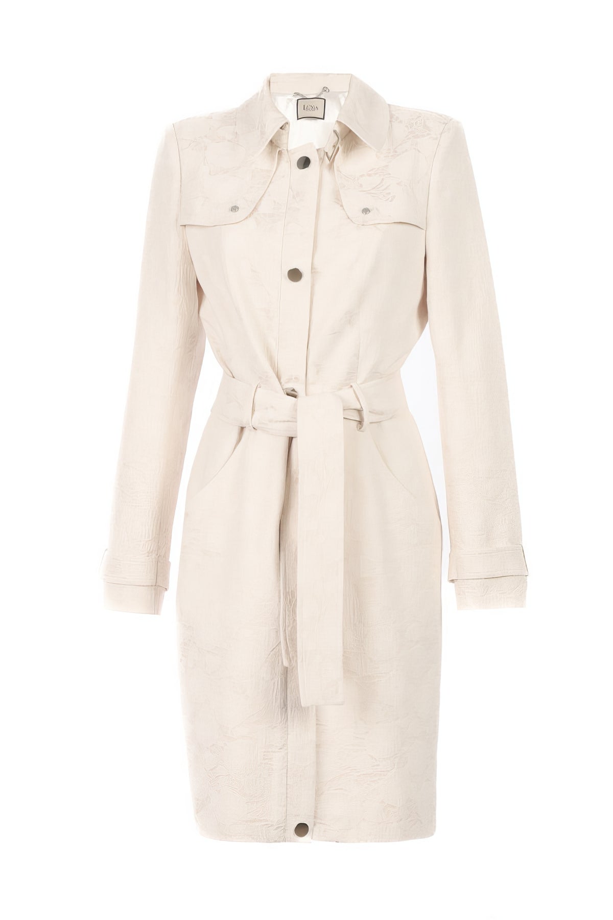 Beige Jacquard Trench Coat, Rea