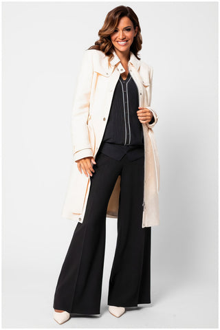 Beige Jacquard Trench Coat, Rea