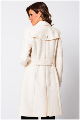 Beige Jacquard Trench Coat, Rea