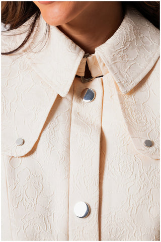 Beige Jacquard Trench Coat, Rea