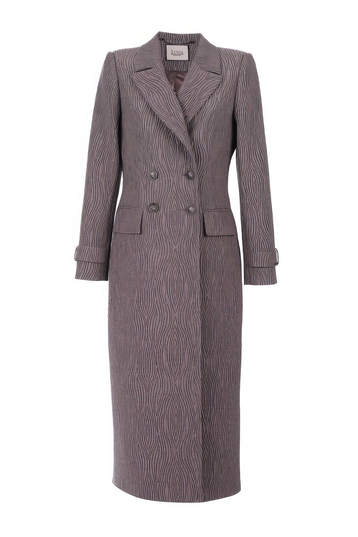 Brown Long Textured Coat, Isidora