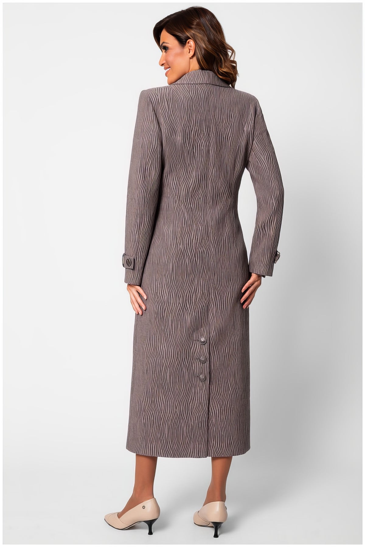 Brown Long Textured Coat, Isidora