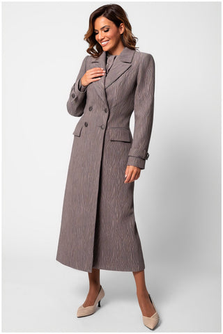 Brown Long Textured Coat, Isidora