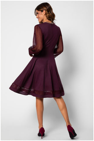 Burgundy Lace A-Line Dress, Jody