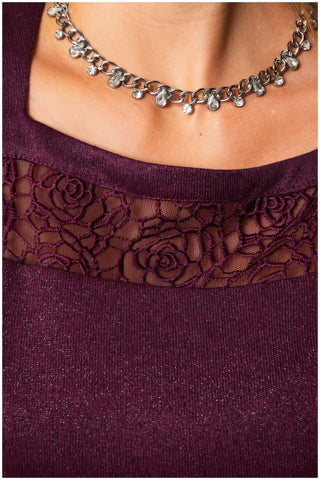 Burgundy Lace A-Line Dress, Jody