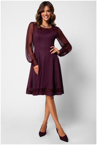 Burgundy Lace A-Line Dress, Jody