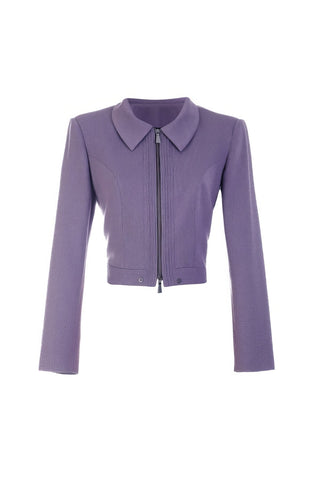 Purple Cropped Zip Blazer, Neda