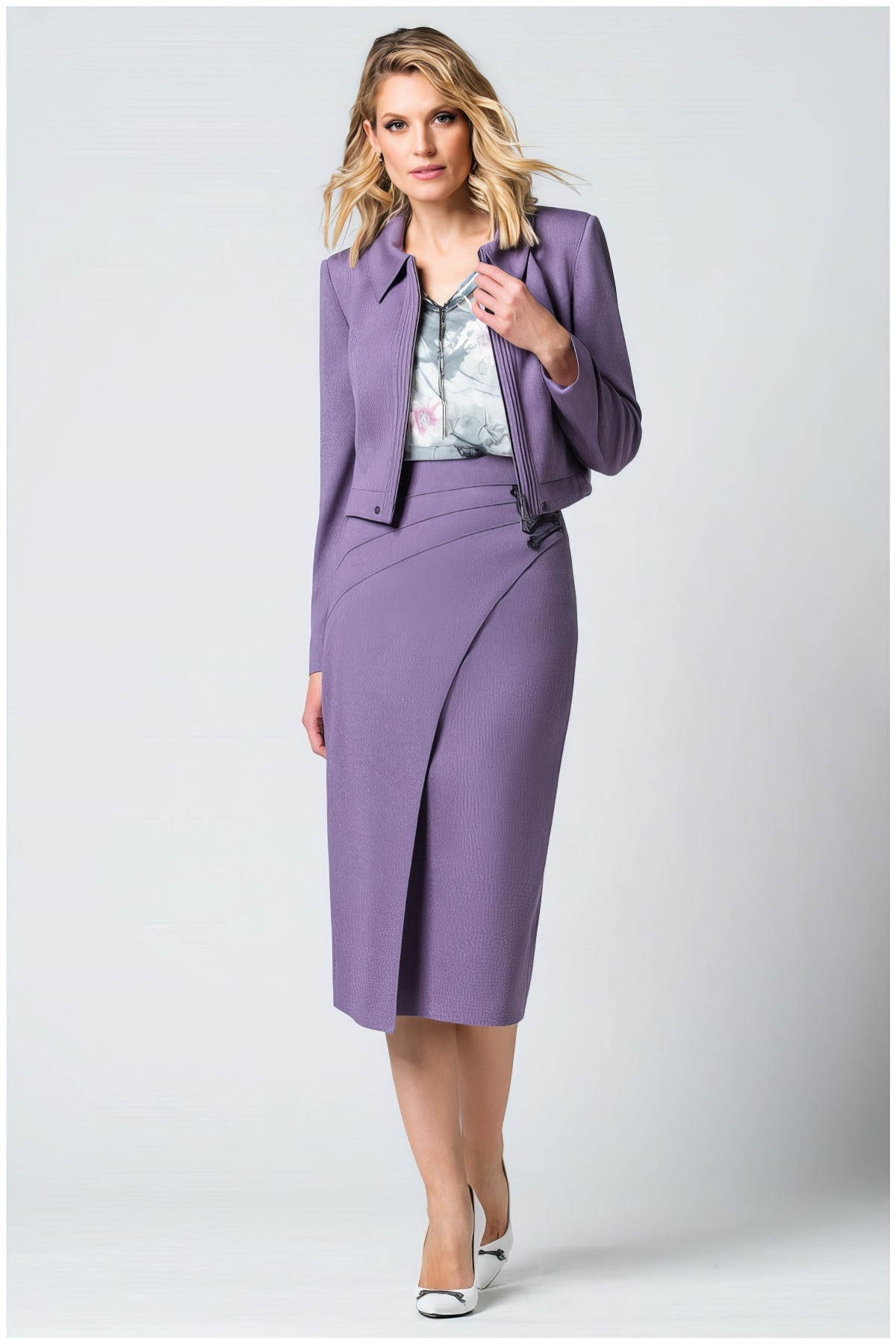 Purple Cropped Zip Blazer, Neda