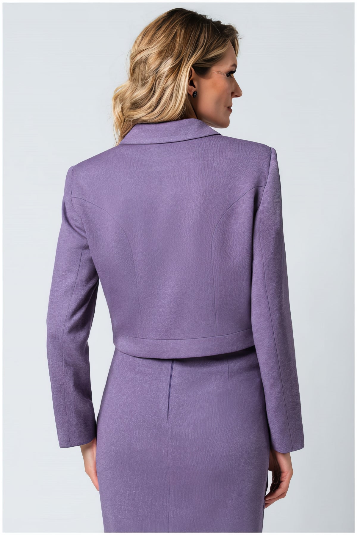 Purple Cropped Zip Blazer, Neda
