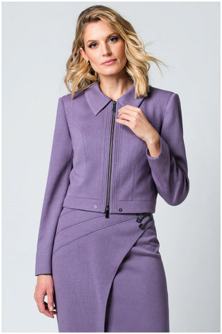 Purple Cropped Zip Blazer, Neda