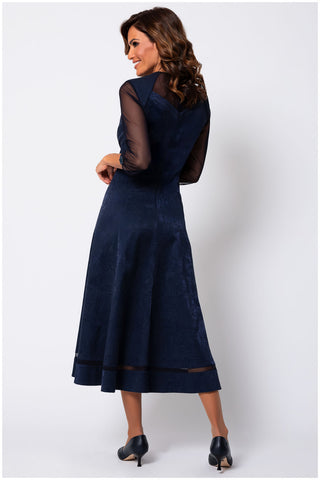 Navy Jacquard Midi Dress, Lucy