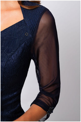 Navy Jacquard Midi Dress, Lucy