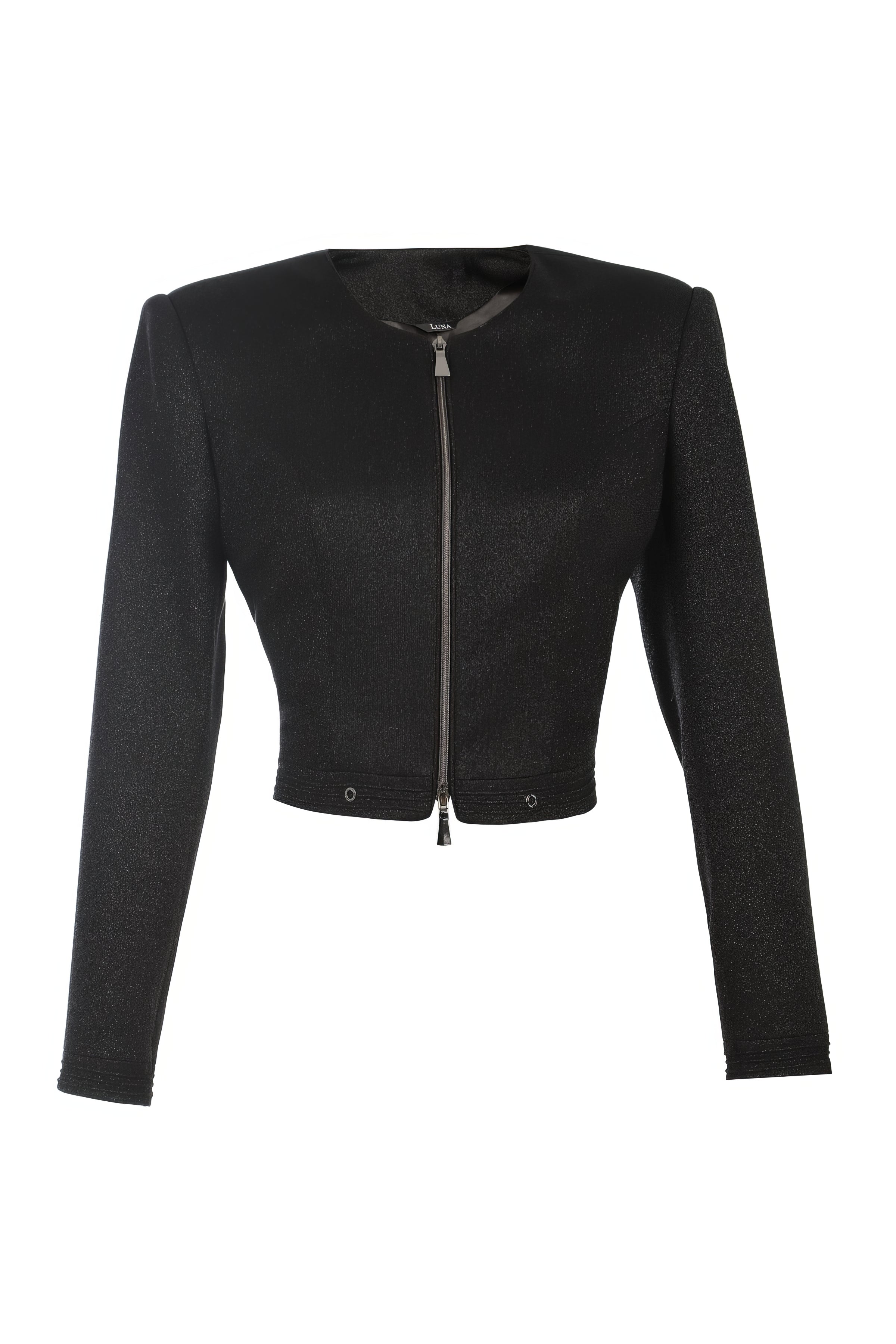 Black Cropped Zip Blazer, Frida