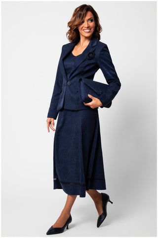 Navy Tailored Jacquard Blazer, Lucy