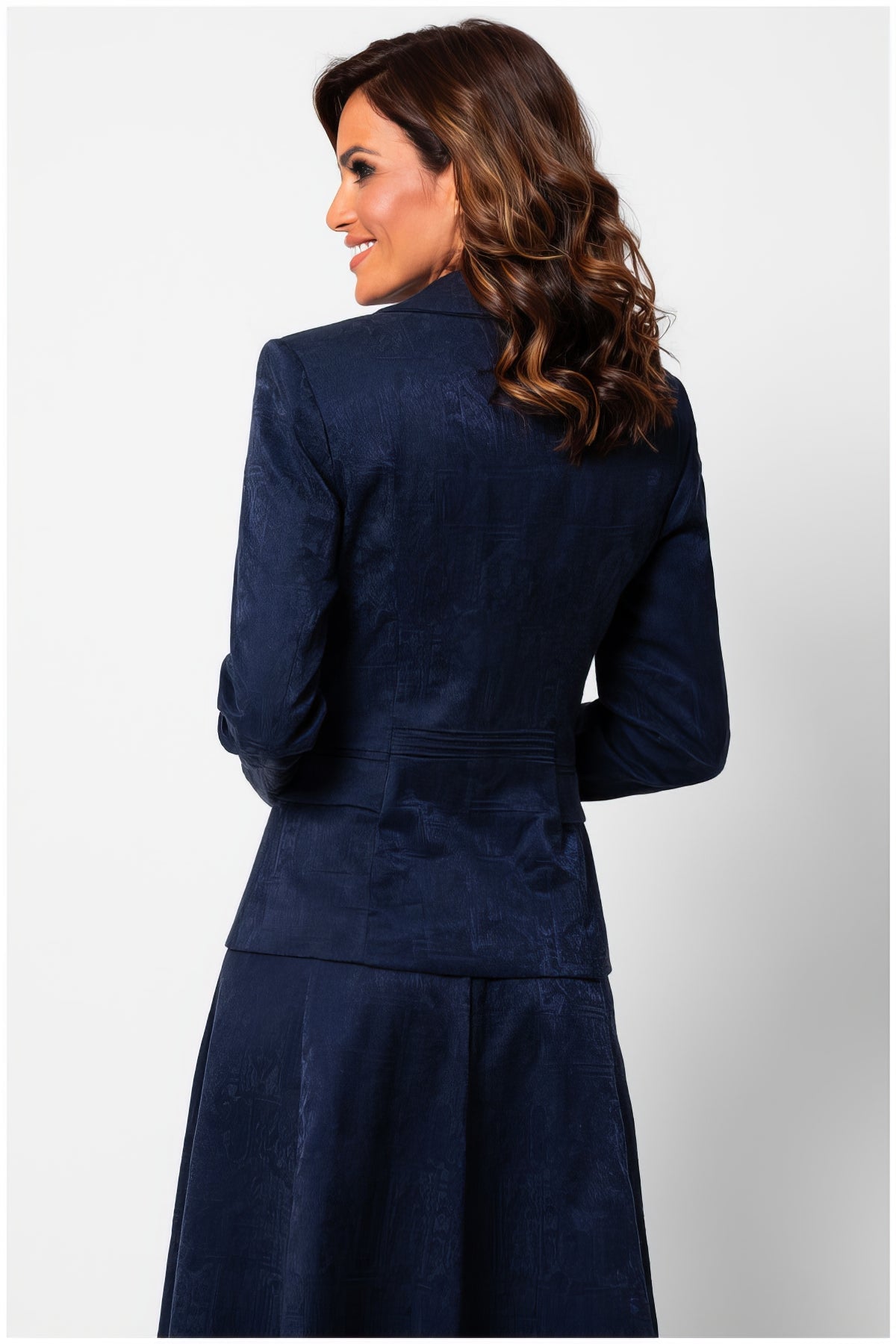Navy Tailored Jacquard Blazer, Lucy