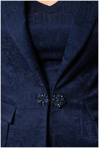 Navy Tailored Jacquard Blazer, Lucy
