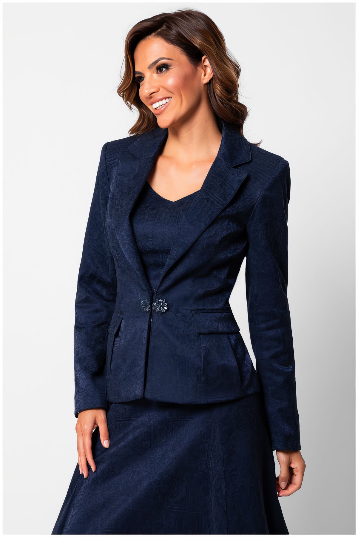 Navy Tailored Jacquard Blazer, Lucy