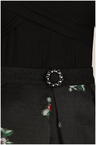 Black Embroidered Midi Skirt, Regina