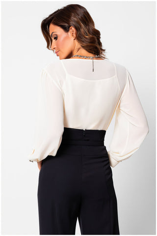 Ivory Draped Blouse, Lucy