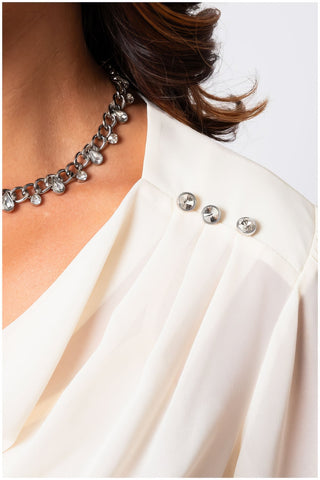 Ivory Draped Blouse, Lucy