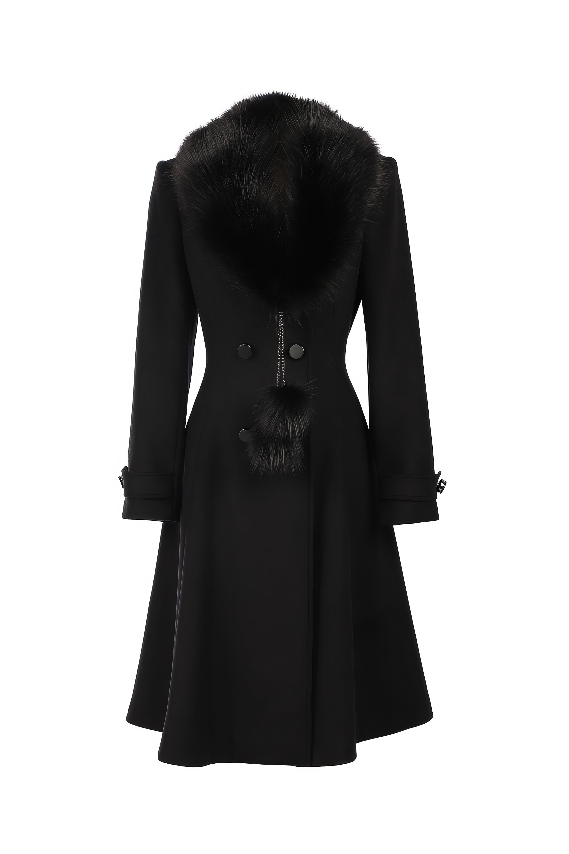 Black Wool Coat with Fur Collar, Lucy