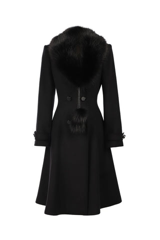 Black Wool Coat with Fur Collar, Lucy