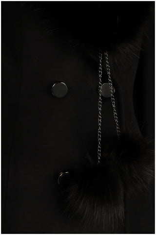 Black Wool Coat with Fur Collar, Lucy