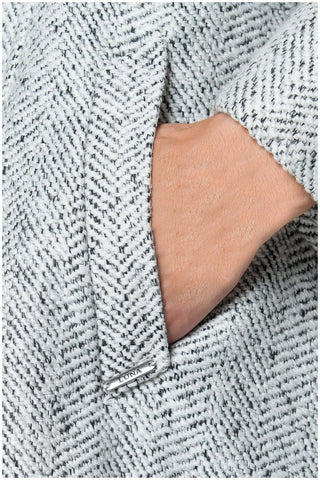 Gray Herringbone Wool Wrap Coat, Nicole