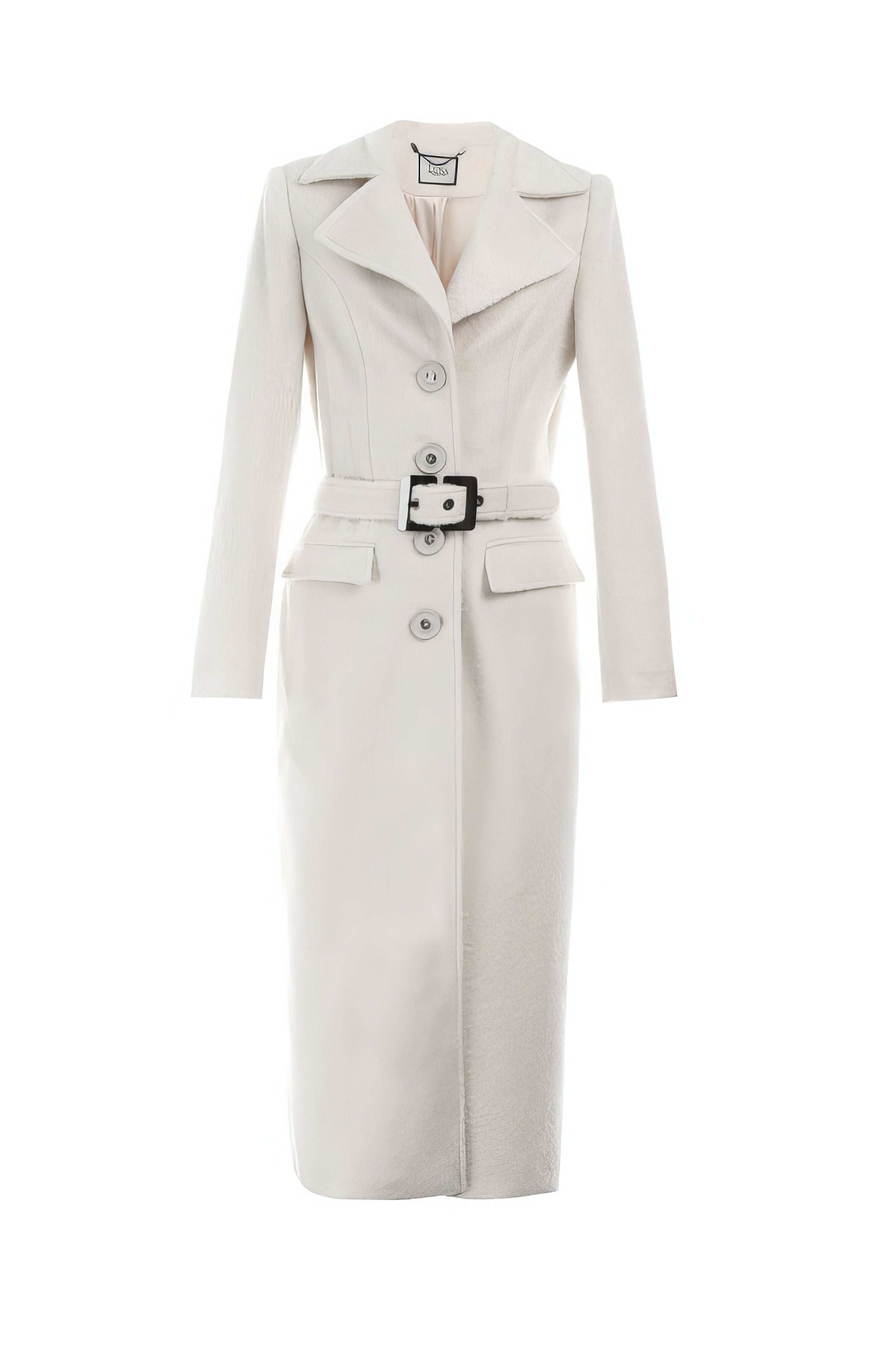 Ivory Belted Midi Coat, Linea